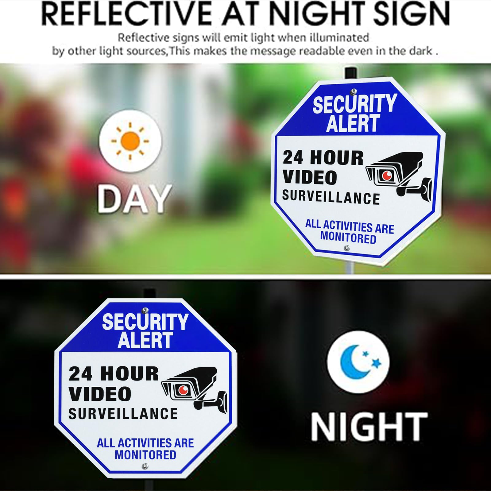 SZhuiyun reflective sign at night offers improved visibility for property borders