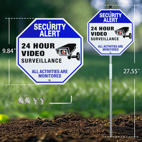 SZhuiyun security sign stake assembly demonstrates quick setup for yards and driveways