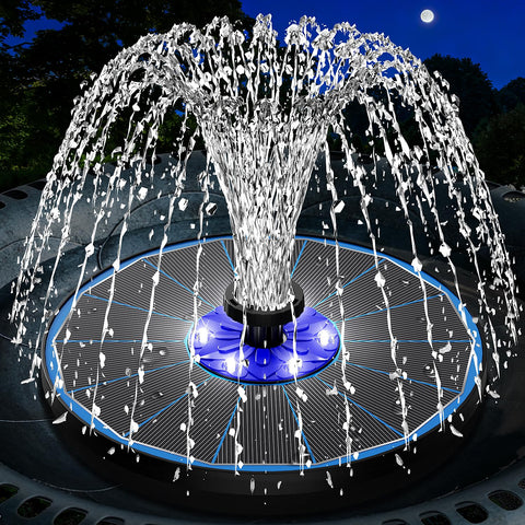 SZMP 3.5W glass-panel fountain blue with stable daytime spray for ponds.