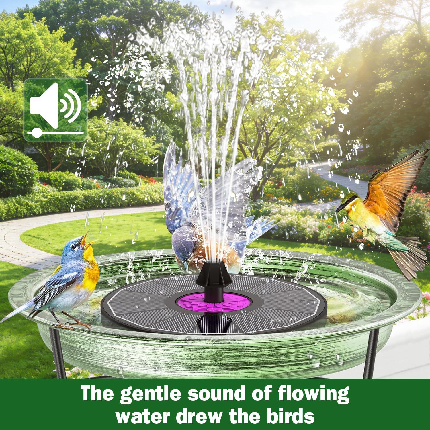 SZMP backyard fountain design that attracts hummingbirds and butterflies