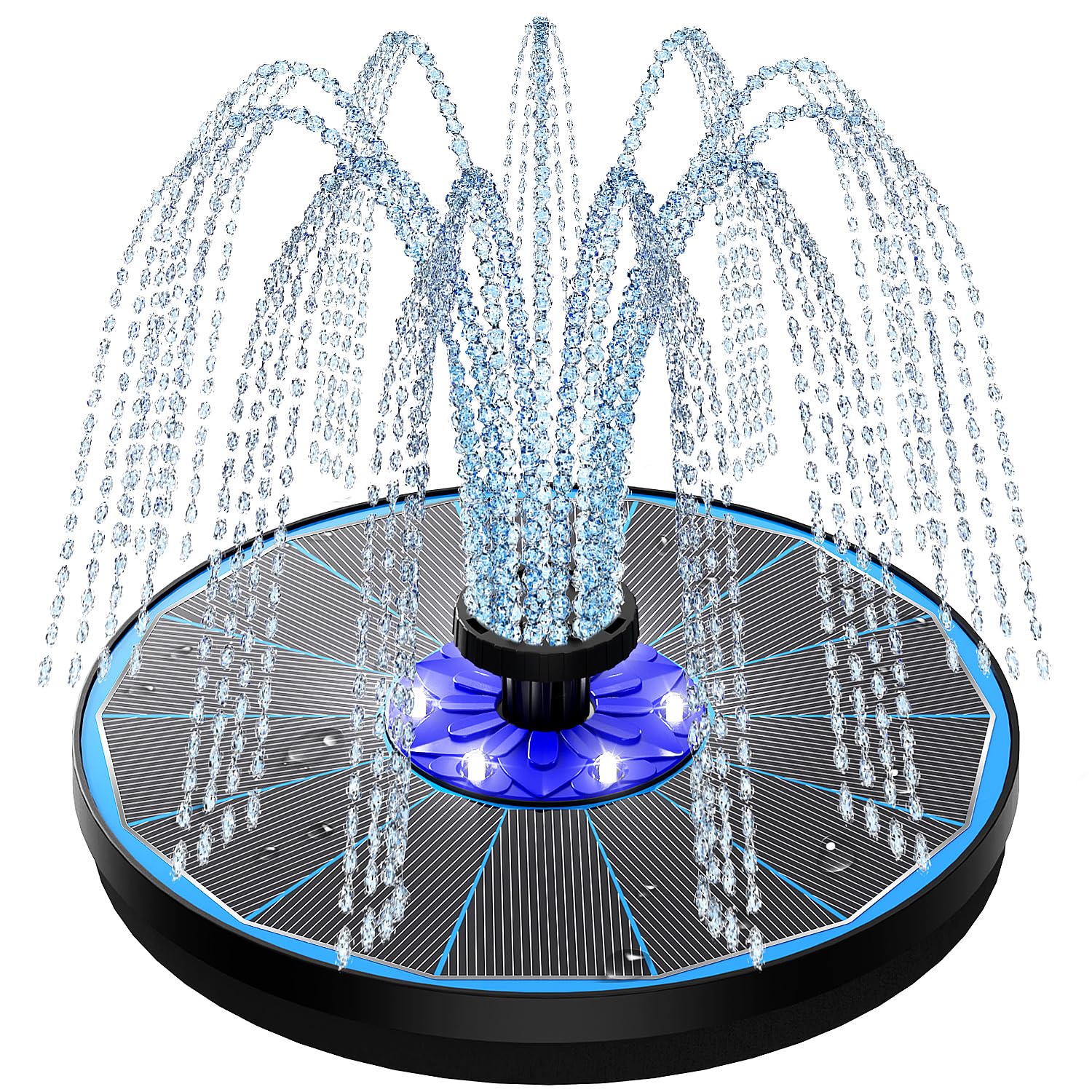 SZMP easy-install solar fountain blue starts spraying in about 3 seconds.