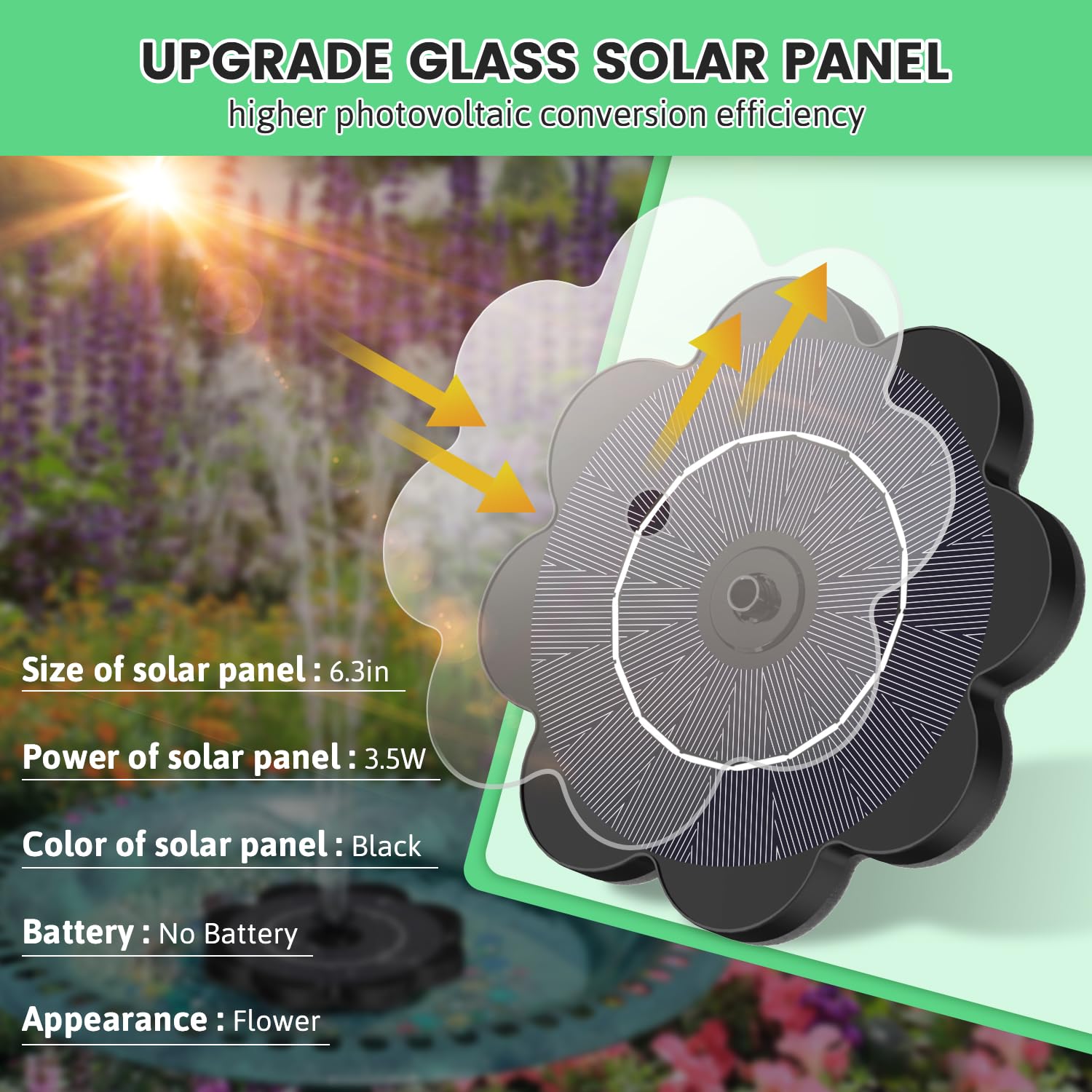 SZMP glass solar panel 3-5W for fast sun-powered fountain operation