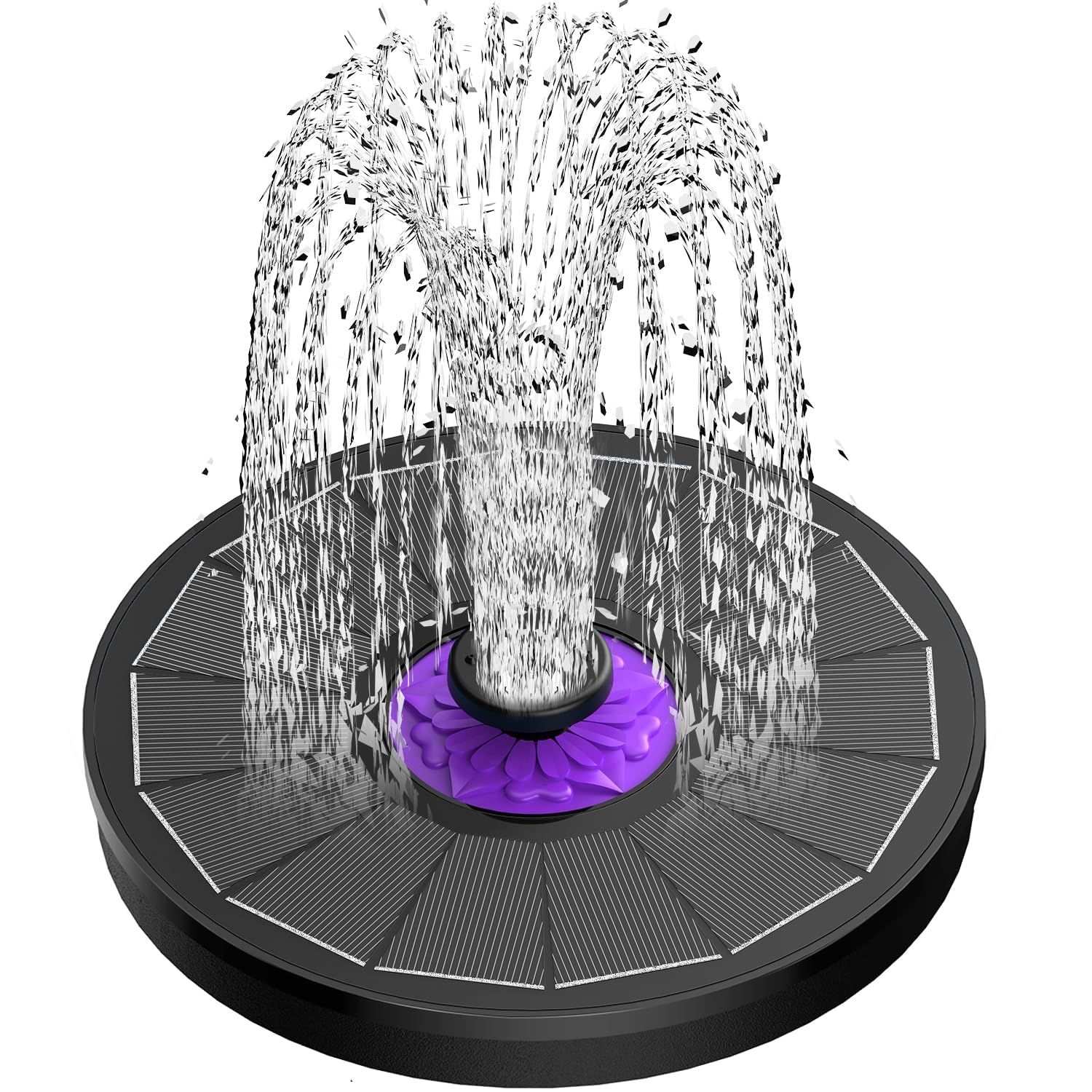 SZMP solar fountain with glass panel in bird bath for stronger water spray under sun.