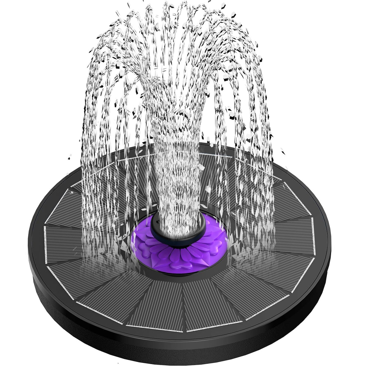 SZMP solar fountain with glass panel in bird bath for stronger water spray under sun.