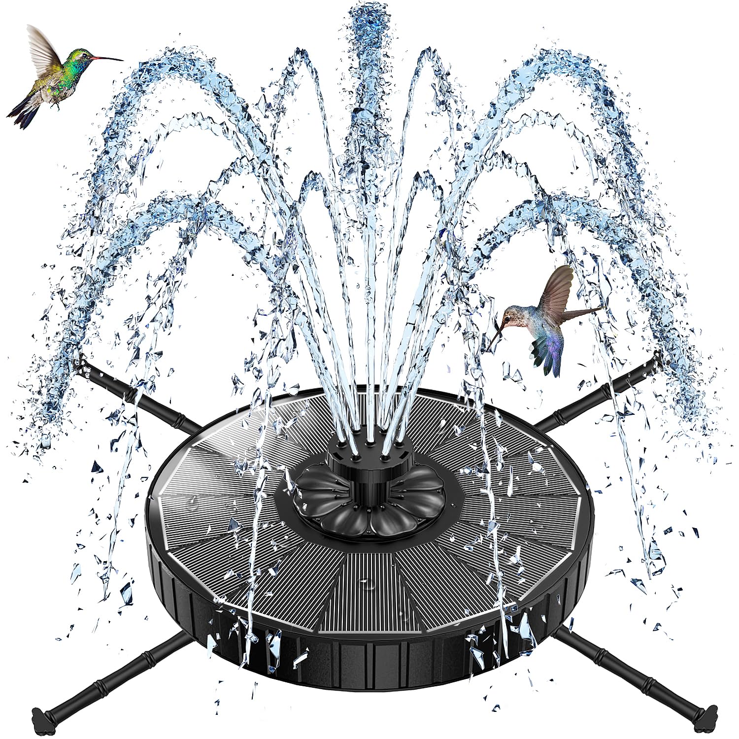 SZMP solar fountain with 3 spray heights for bird bath.