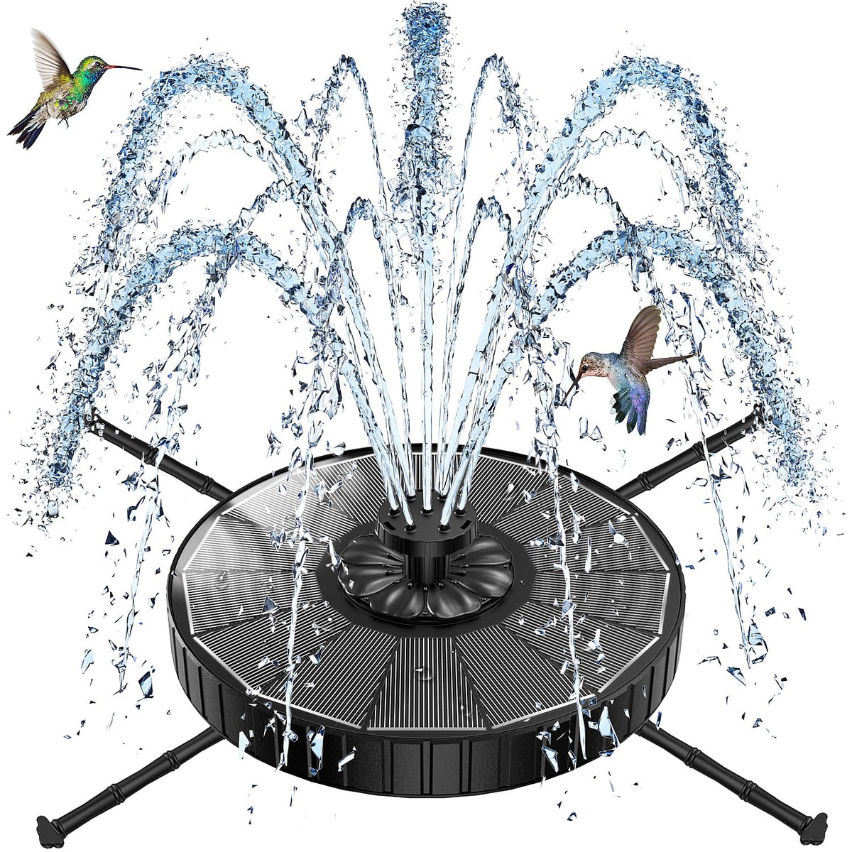 SZMP solar fountain with 3 spray heights for bird bath.