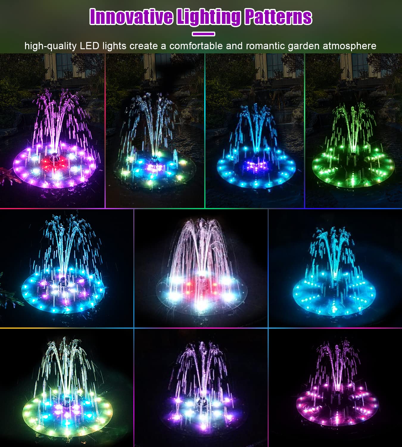 SZMP fountain 4000mAh battery powers extended lighting and spray.
