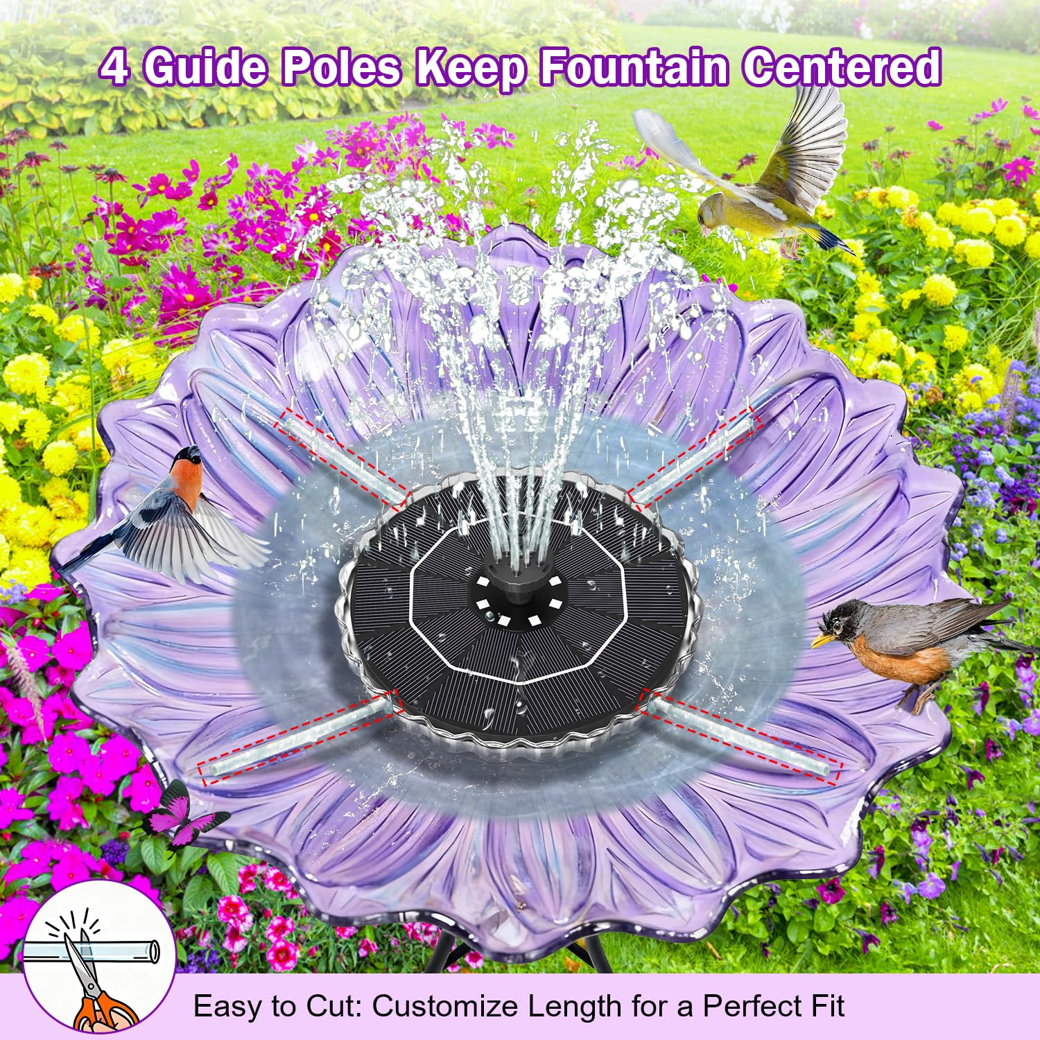 SZMP anti-drift fixer keeps the fountain centered under sun.
