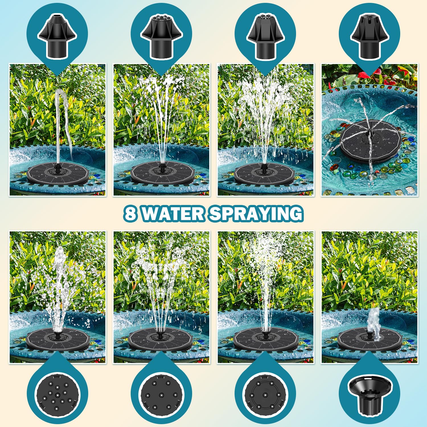 SZMP Solar Fountain anti-drift fixers prevent water loss