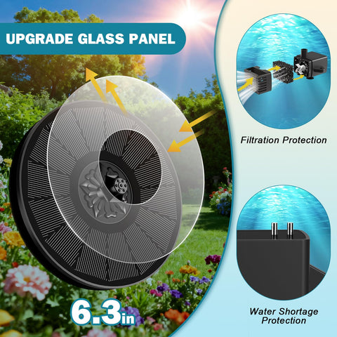 SZMP Solar Fountain battery backup ensures operation in cloudy weather