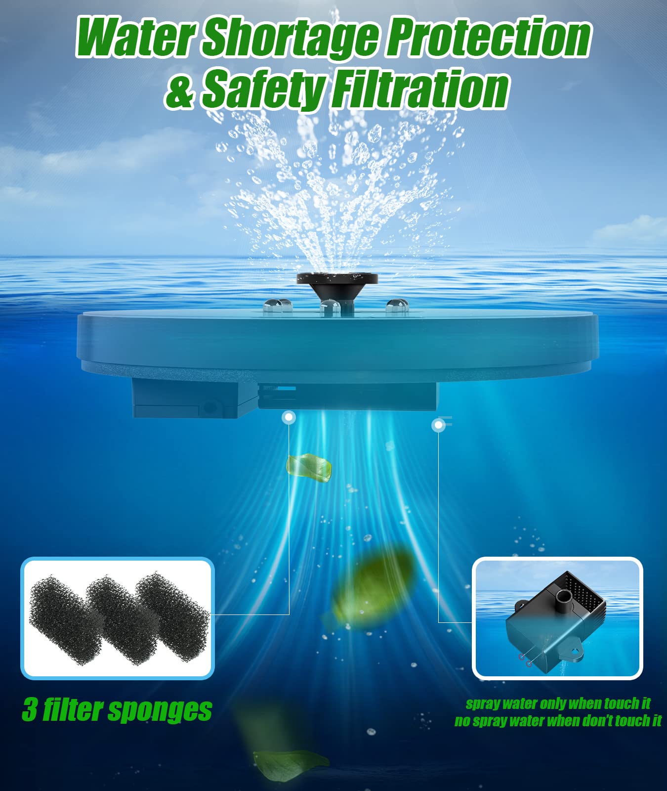 SZMP Solar Fountain suits bird baths, small ponds, and garden ponds