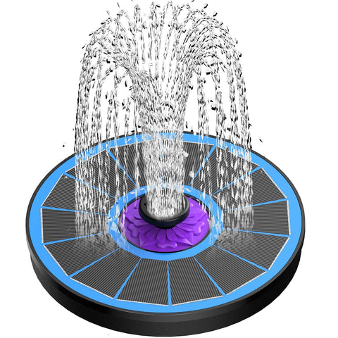 SZMP solar fountain with blue glass panel highlights durable design and clear light conversion.