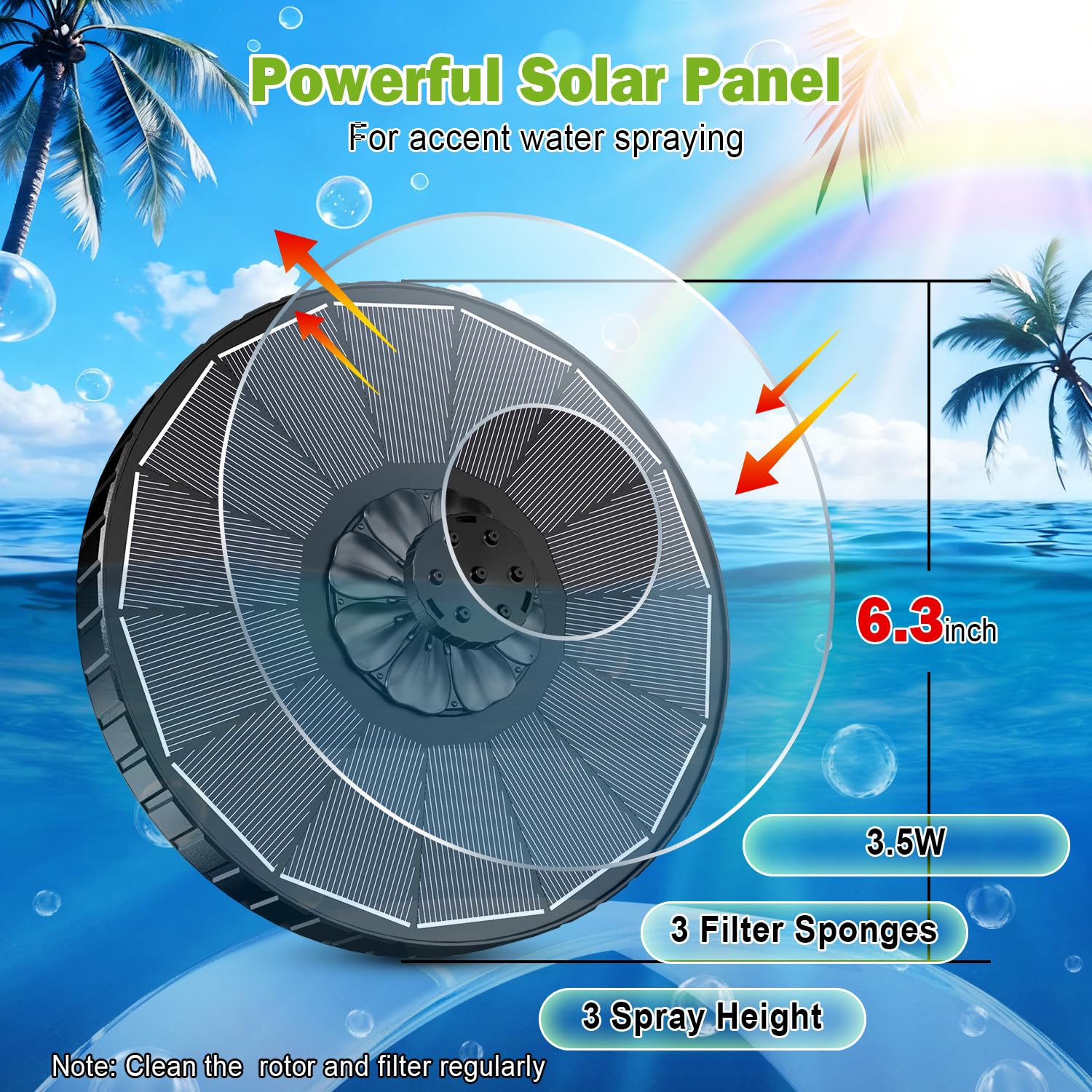 SZMP easy-maintenance fountain with direct sun setup.