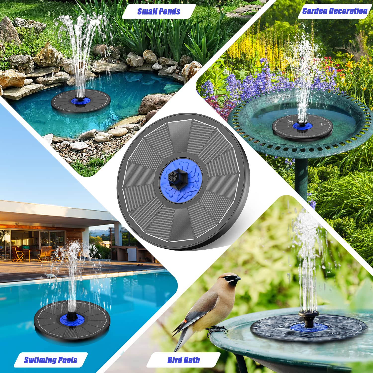 SZMP solar fountain easy start in direct sun over water