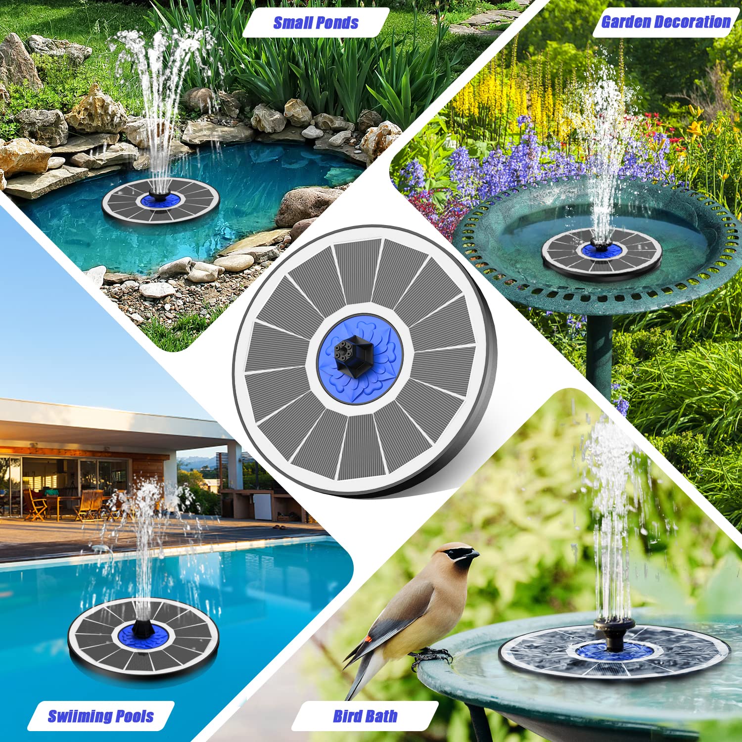 SZMP solar fountain operates effortlessly in sunlight
