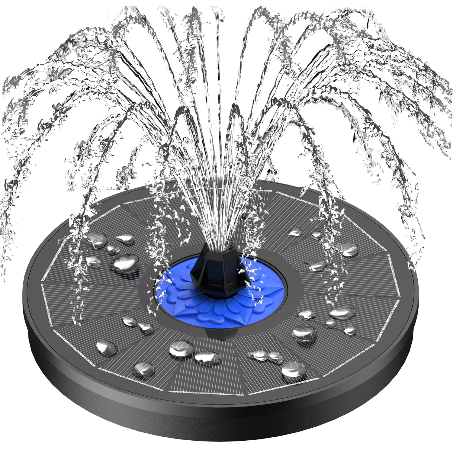 SZMP solar fountain garden bird bath in sunlit yard attracts birds