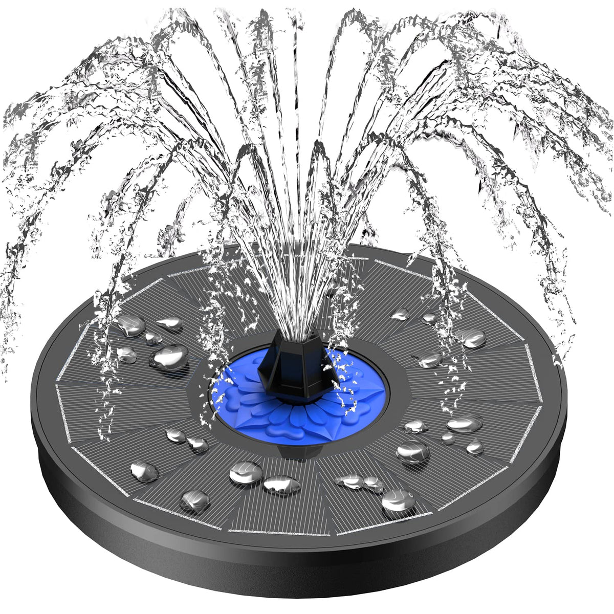 SZMP solar fountain garden bird bath in sunlit yard attracts birds