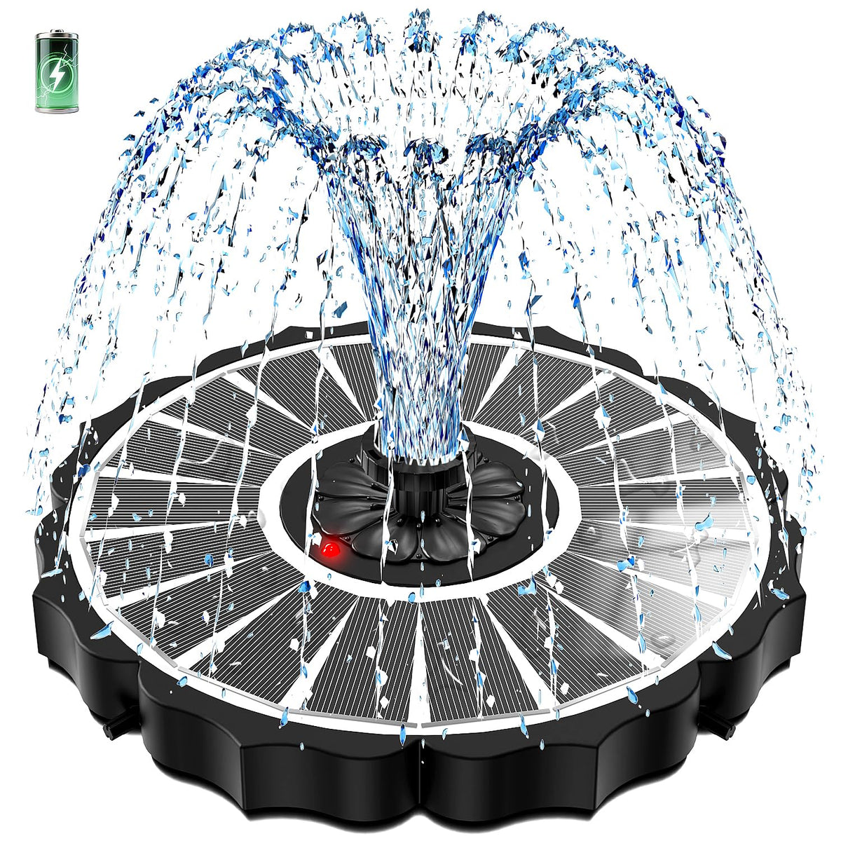 SZMP solar fountain with glass panel captures sunlight for steady operation and aesthetics.