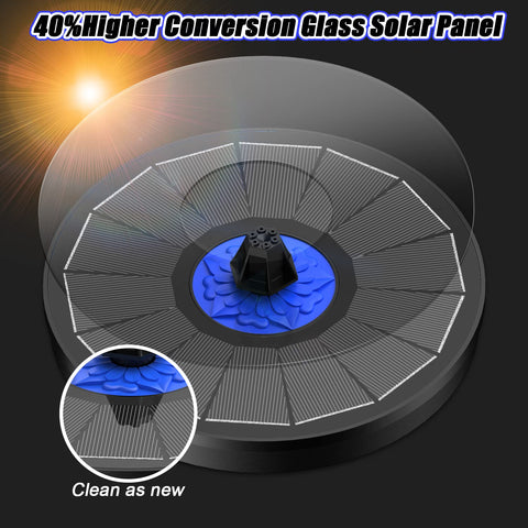 SZMP solar fountain glass panel powering quiet spray