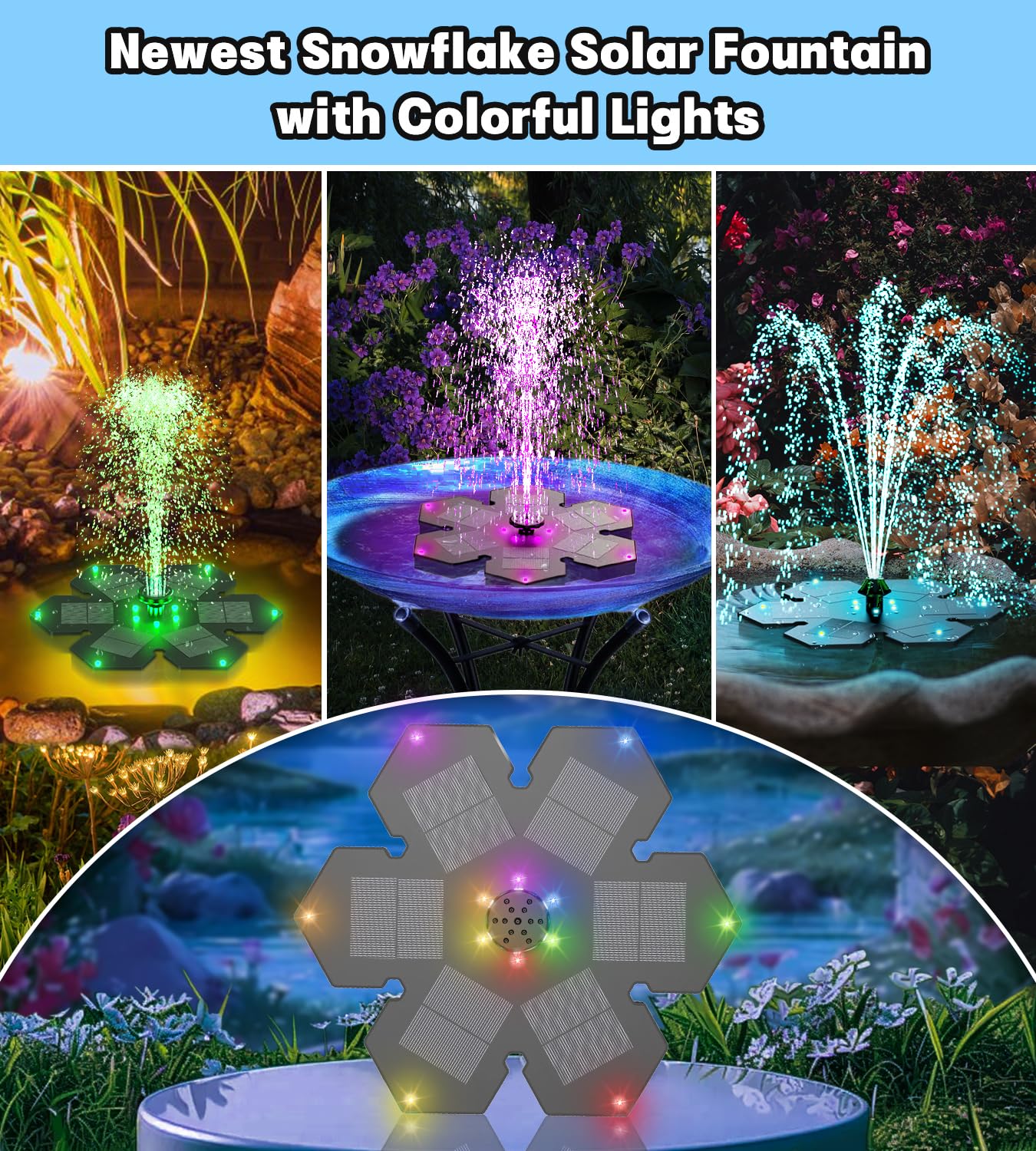 SZMP fountain lights cycling colors for vibrant night garden ambiance