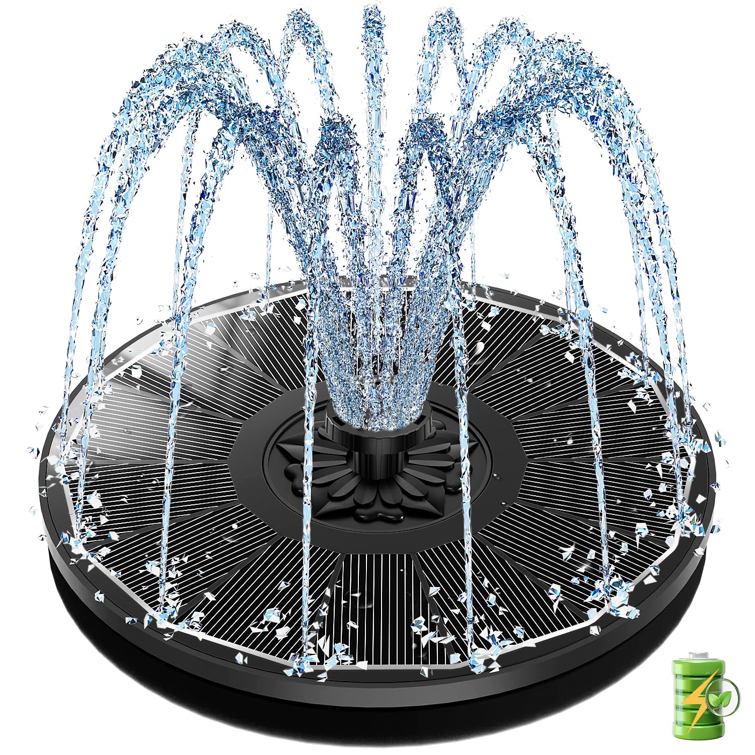 SZMP Solar Fountain panel close-up highlighting efficient glass panel for reliable sun-powered operation