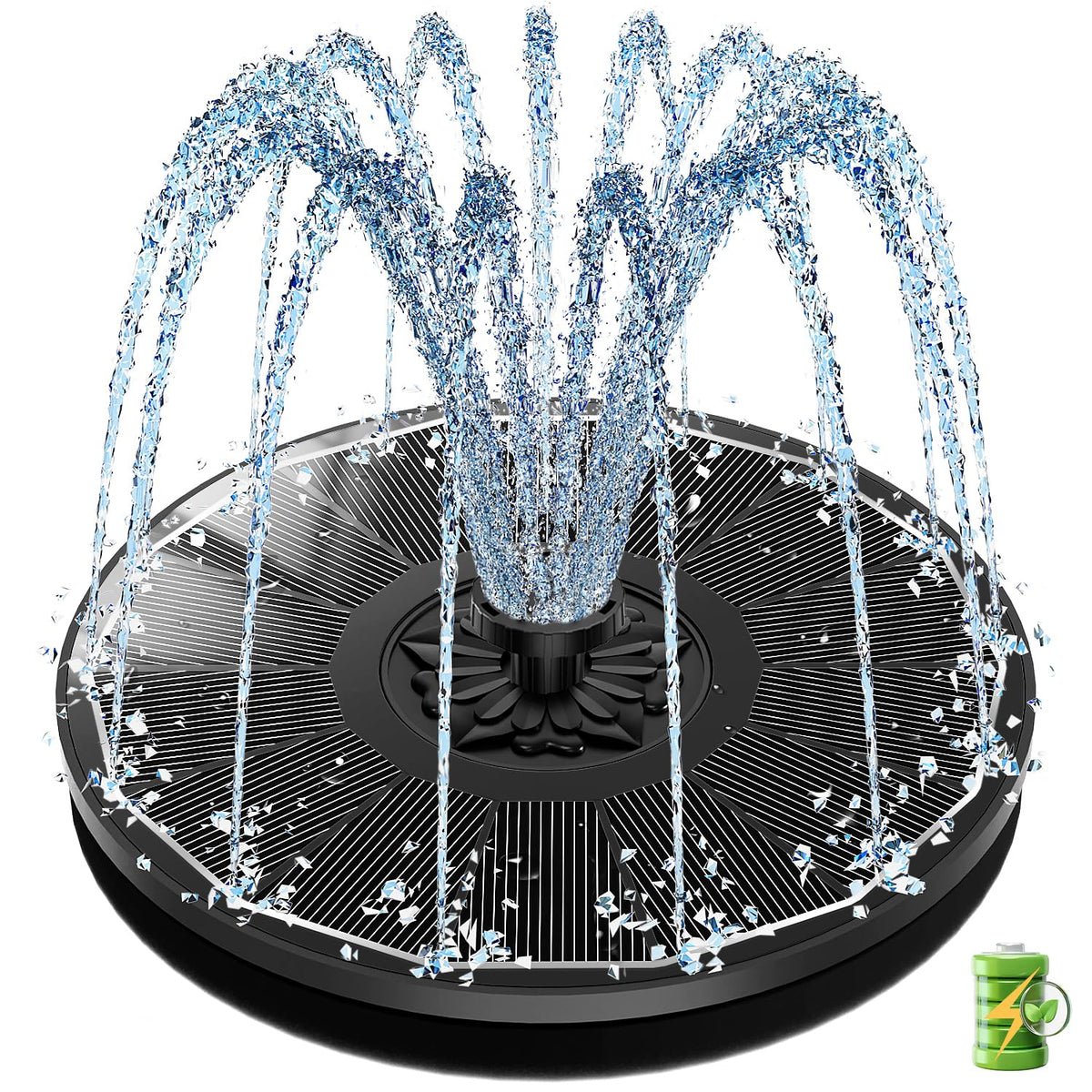 SZMP Solar Fountain panel close-up highlighting efficient glass panel for reliable sun-powered operation