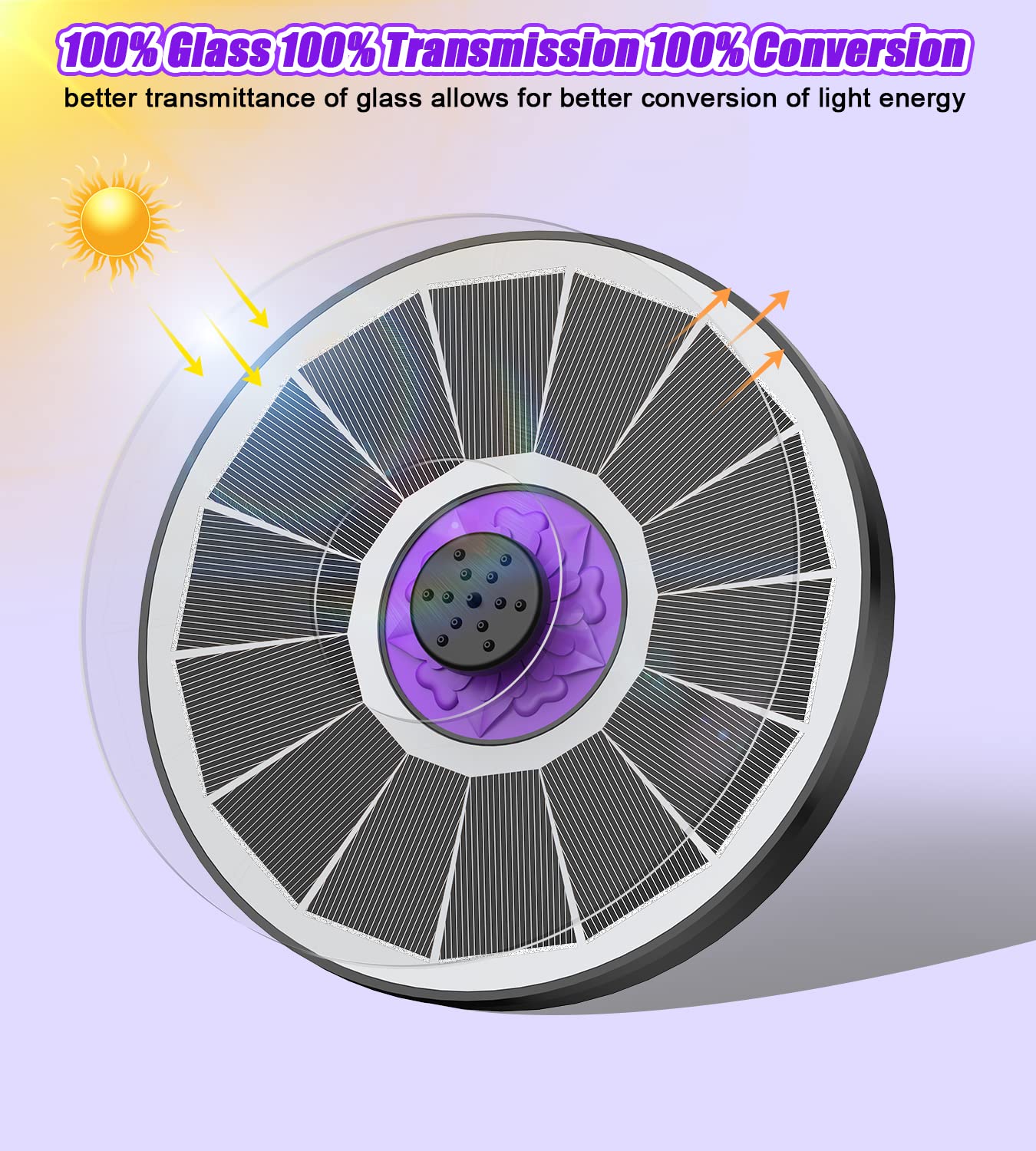 SZMP Solar Fountain shows a purple center pattern resembling a flower bud.