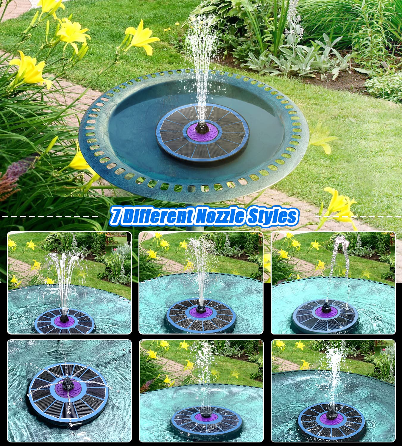 SZMP fountain close-up highlights the purple flower pattern on glass panel.