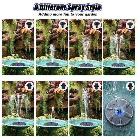SZMP solar fountain seven-in-one nozzles yielding varied sprays
