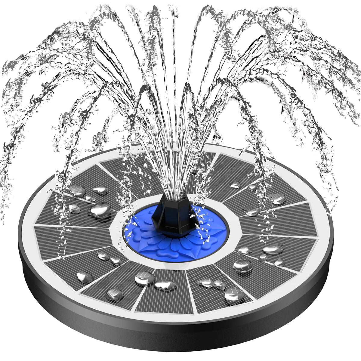 SZMP solar fountain upgrade 3.5W pump powers a quiet sunlit garden water feature