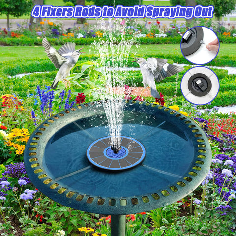 SZMP solar fountain upgrade spill-resistant-pipes stabilizing the unit on windy days