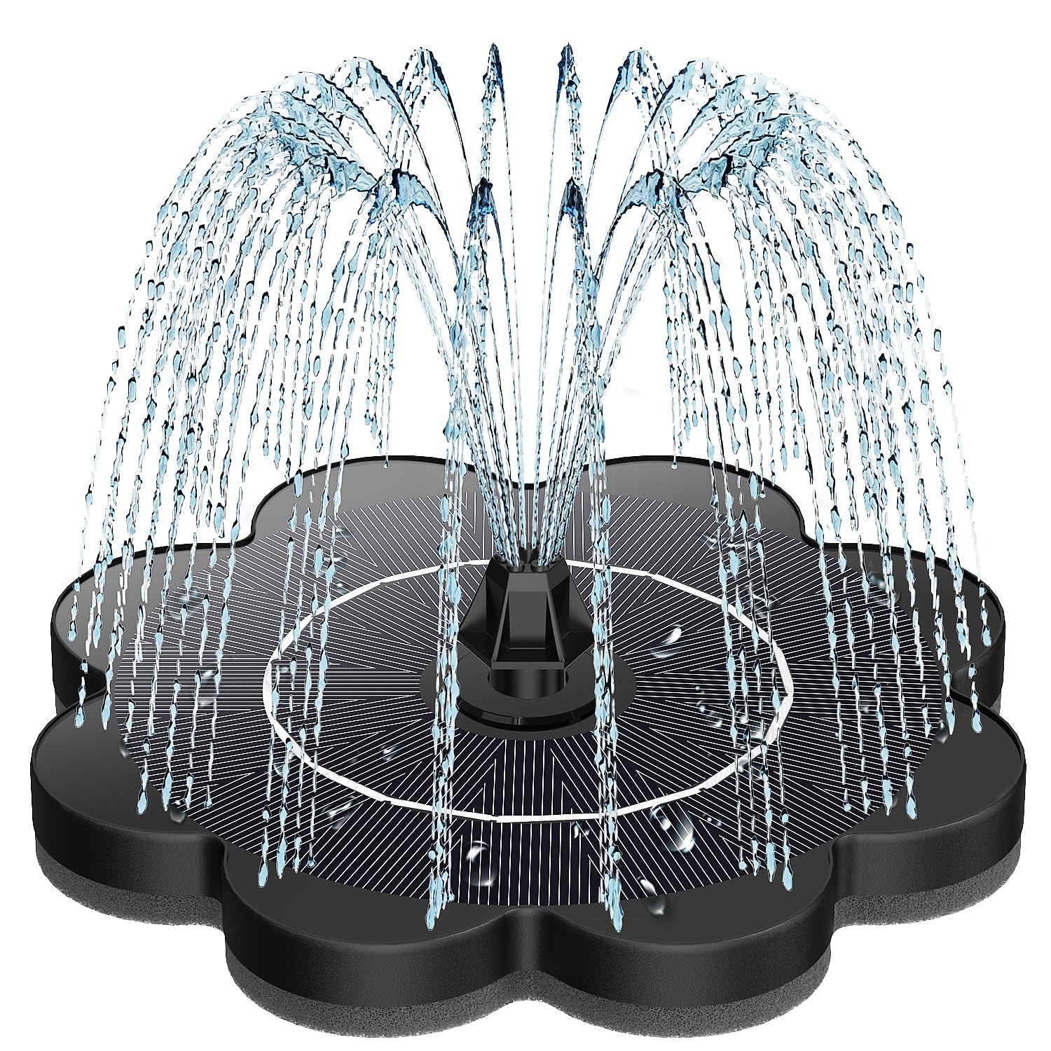 SZMP solar water fountain with flower pattern, vibrant spray for bird bath decor