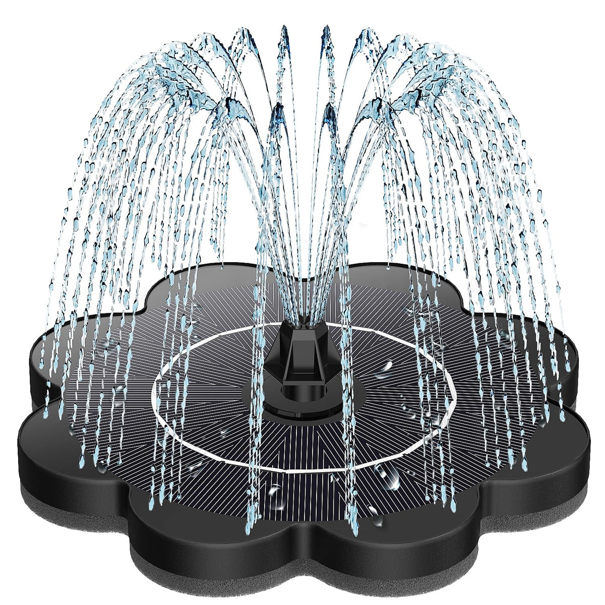 SZMP solar water fountain with flower pattern, vibrant spray for bird bath decor