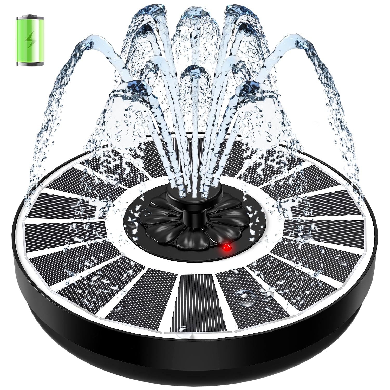 SZMP solar water fountain glass panel close-up shows durable coating and clarity