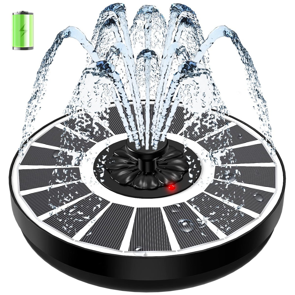 SZMP solar water fountain glass panel close-up shows durable coating and clarity