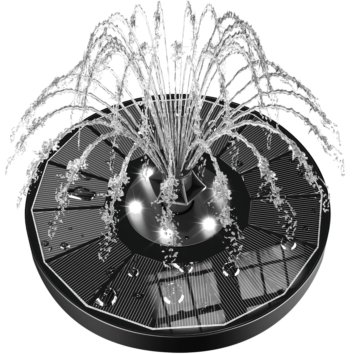 SZMP solar fountain with glass panel delivers clear, durable water spray for outdoor ponds.