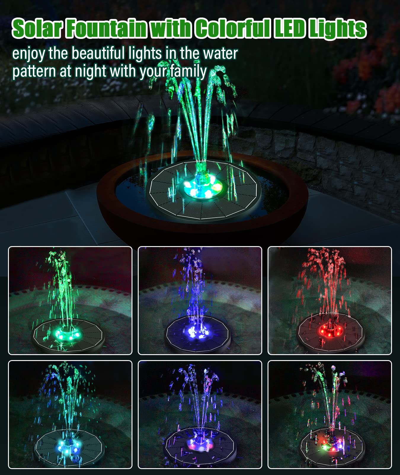 SZMP seven-nozzle fountain demonstrates varied spray patterns for birds or ponds.
