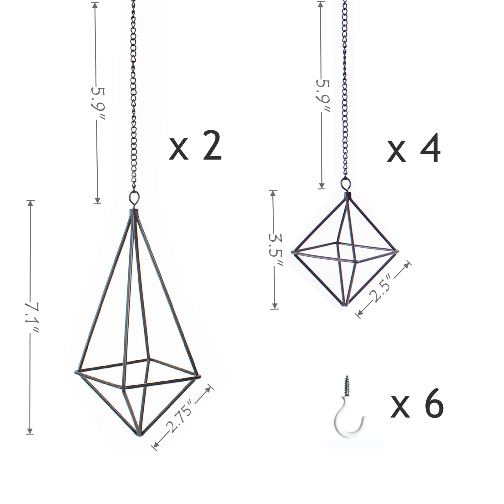 SZRUIZFZ long octahedron hanger provides ample display space for Tillandsias.
