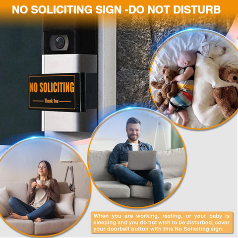 SZTGR flipable doorbell sign shows No Soliciting to Do Not Disturb for quick switching.