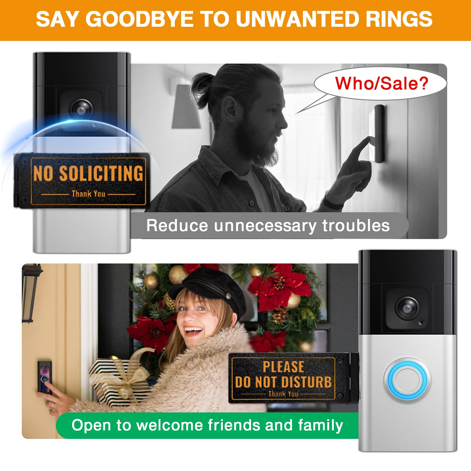 SZTGR doorbell sign reversible metal design endures weather and daily use.