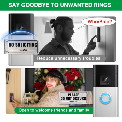 SZTGR doorbell cover with No Soliciting on the right for convenience