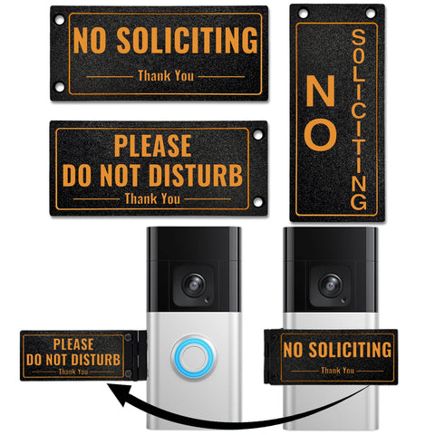 SZTGR metal doorbell cover with rotating no-soliciting sign keeps porch quiet and unobtrusive.