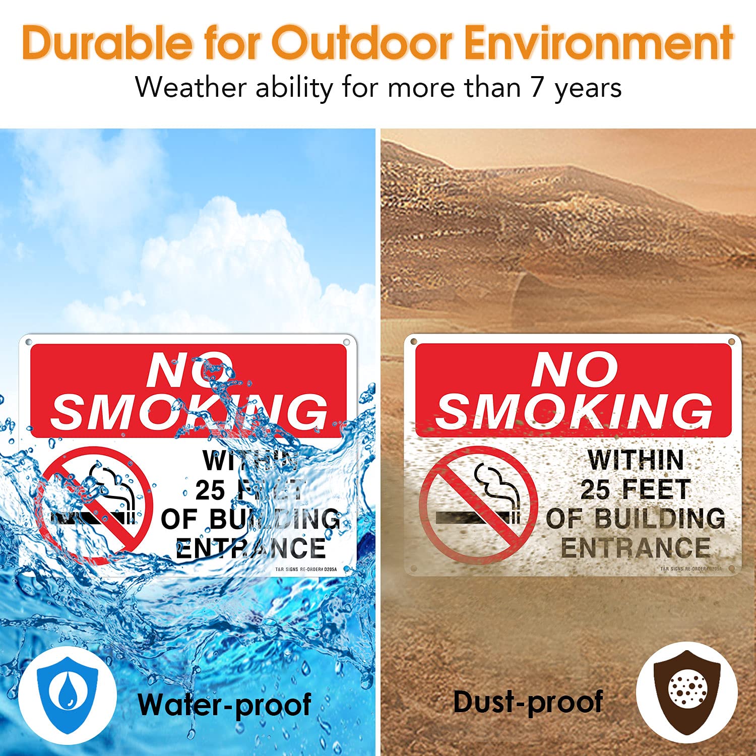 T&R 10x7 inch aluminum signs endure indoor and outdoor use