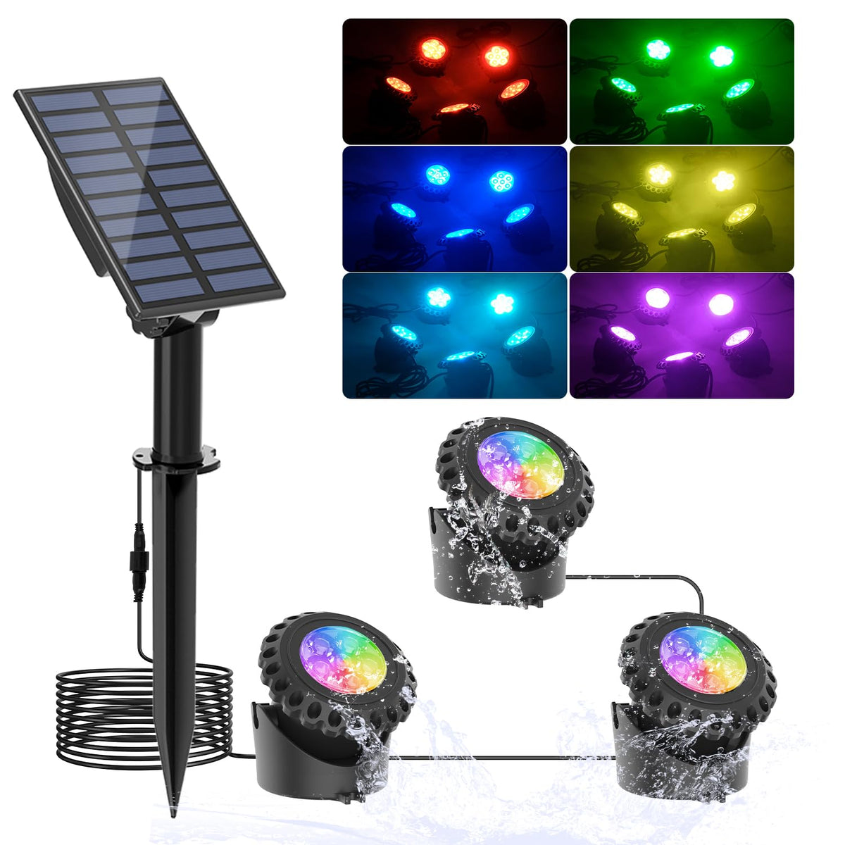 T-SUN submersible LED pond light illuminates ponds for nighttime ambiance