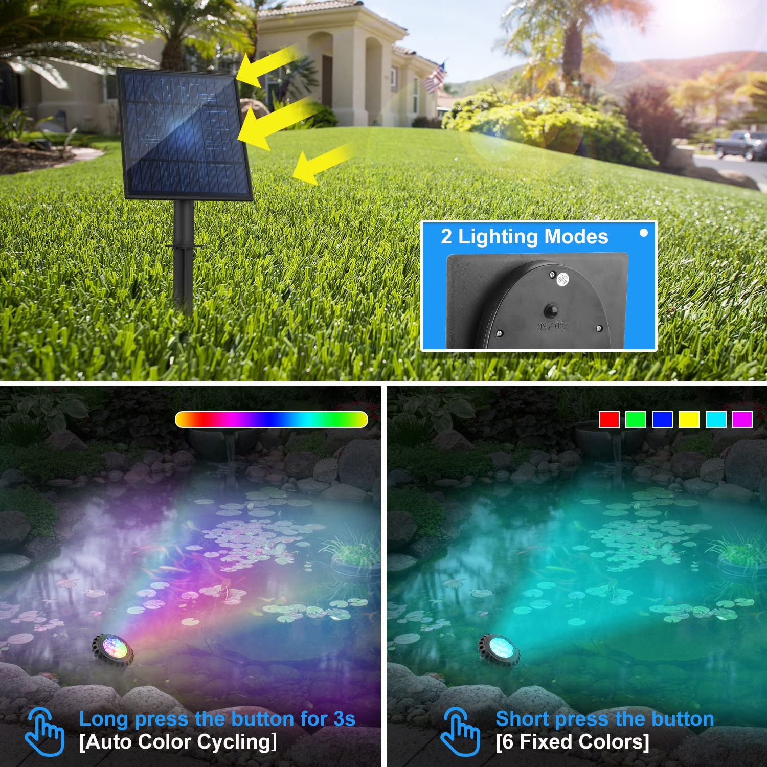 T-SUN color mode provides customizable hues for ambiance.