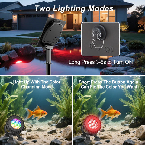 T-SUN RGB color-changing mode demonstrates dynamic garden lighting.