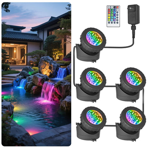 T-SUN submersible pond lights color-change for vibrant pond ambiance
