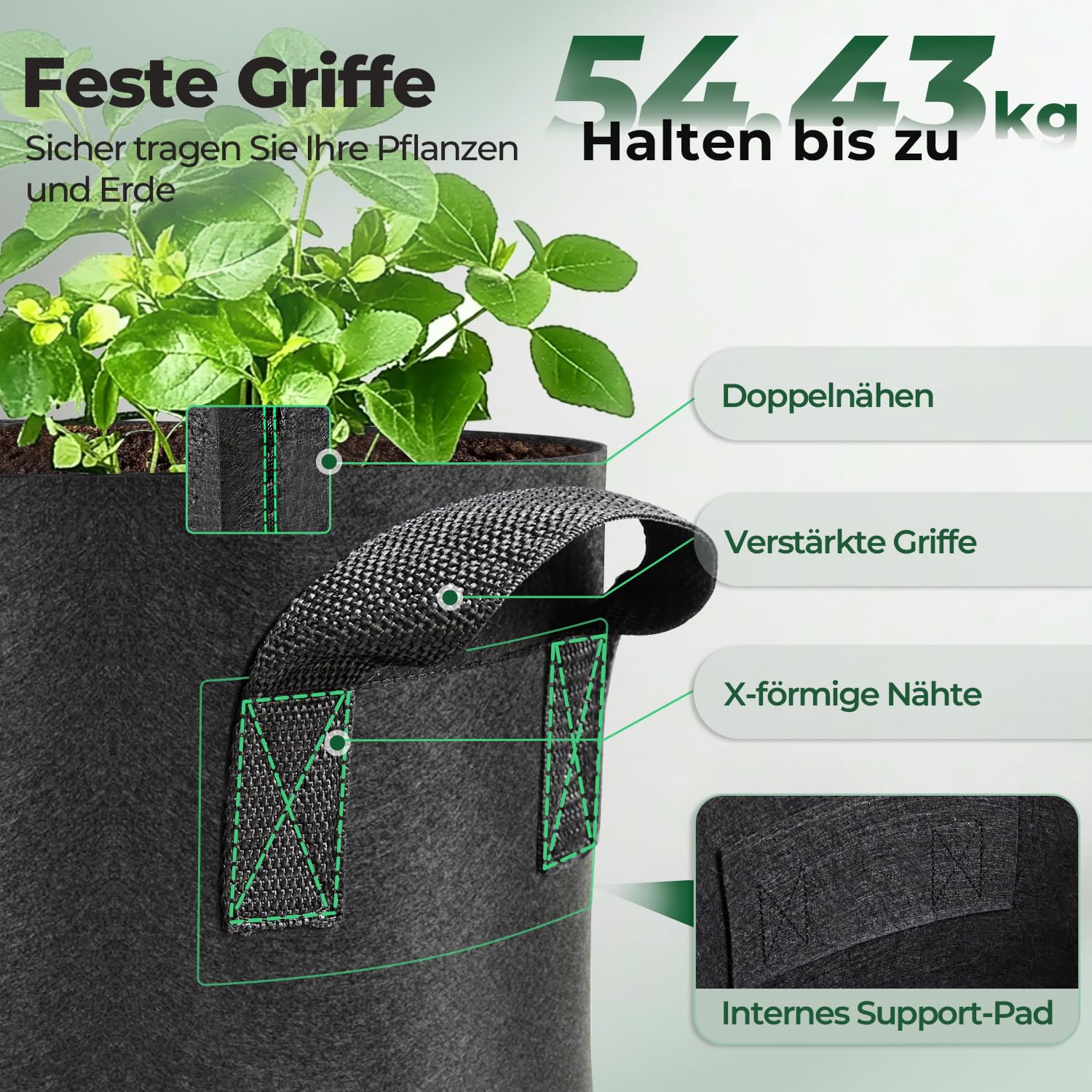 T4U reinforced handles ensure easy transport even when bags are heavy.