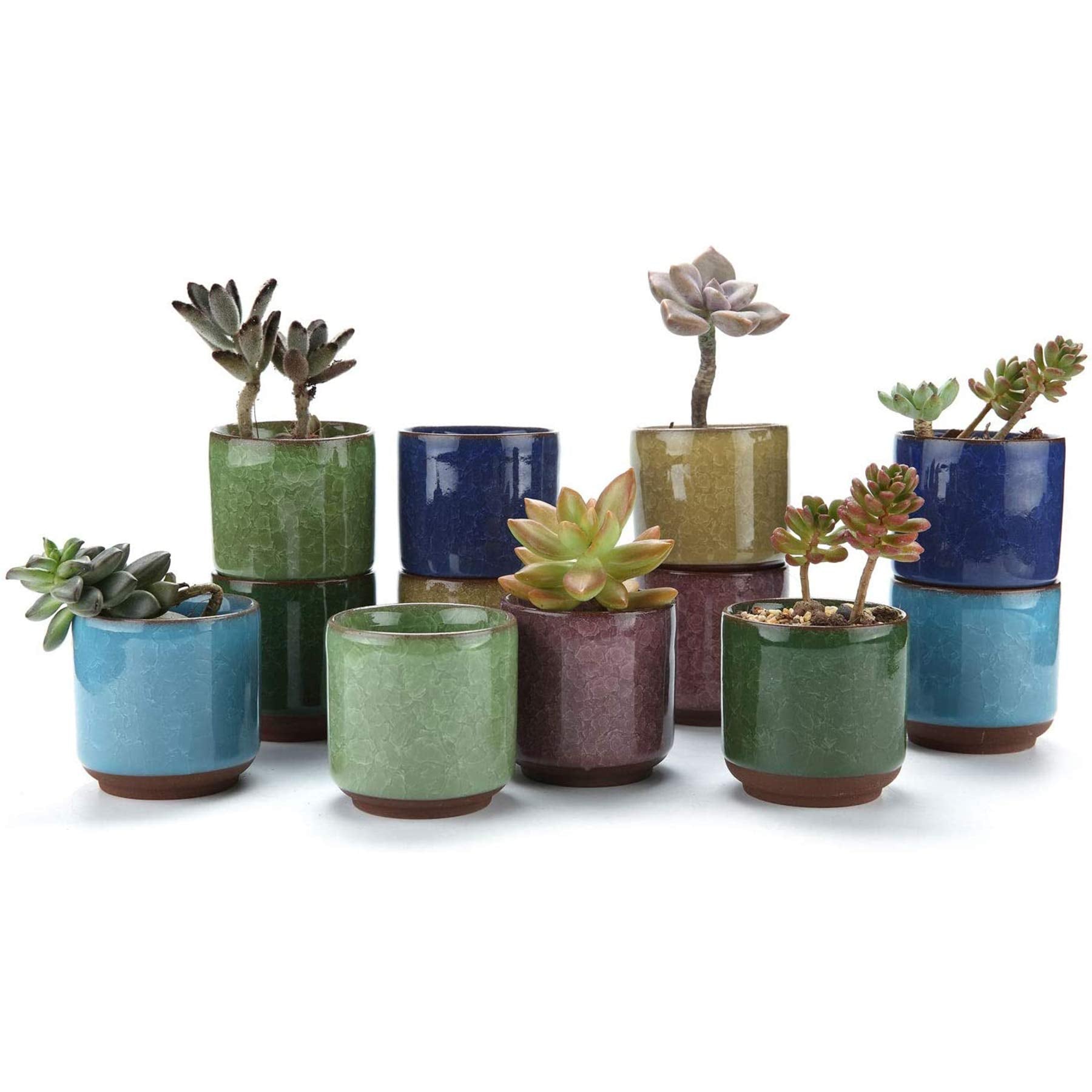T4U 2.5 inch succulent pot with ice crack glaze for desk decor.