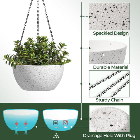 T4U 2-pack hanging planters with chains included for versatile suspensions